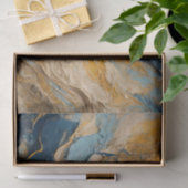 Abstrakte Acryltextur in Blau, Orange und Beige Seidenpapier (Geschenk)