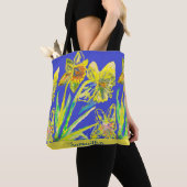 Abstrakte affodische gelbe blaue Blumen Blumenstra Tasche (Von Nahem)