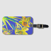 Abstrakte affodische gelbe Blauen Blumen Blumenmus Gepäckanhänger (Vorderseite (Horizontal))