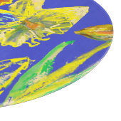 Abstrakte affodische gelbe Blauen Blumen Blumenmus Schneidebrett (Ecke)