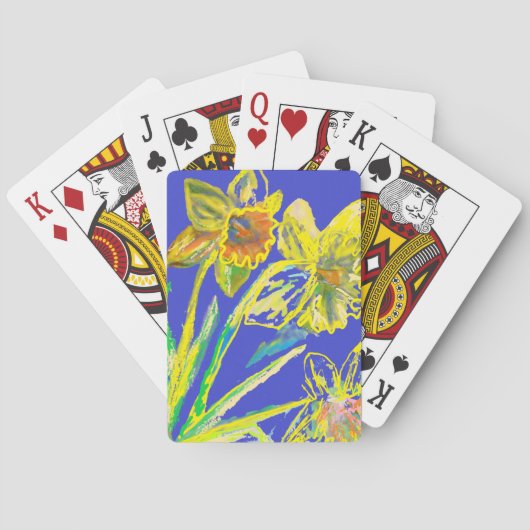 Abstrakte affodische gelbe Blauen Blumen Blumenmus Spielkarten (Rückseite)