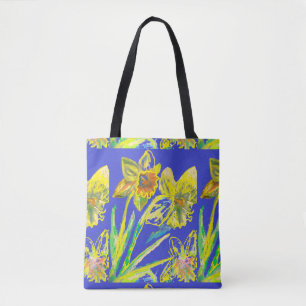 Abstrakte affodische gelbe Blauen Blumen Blumenstr Tasche