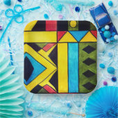 Abstrakte afrikanische Farben in Dreiecken und Qua Pappteller (Party)