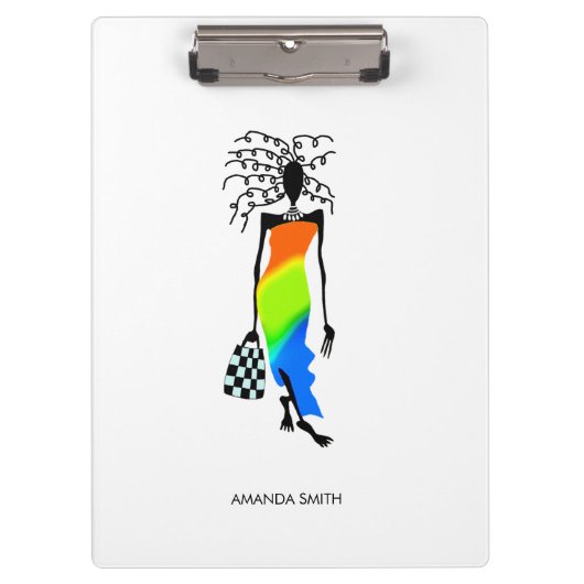 Abstrakte afrikanische Kunst, elegante Mode-Lady Klemmbrett (Vorderseite)