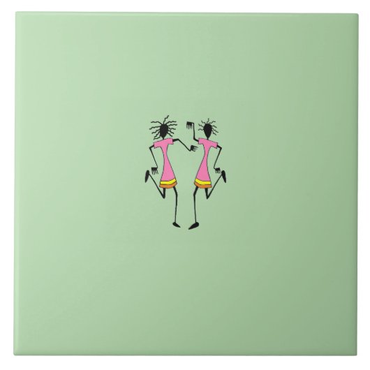 Abstrakte, afrikanische Kunst, elegantes Dancers P Fliese (Vorderseite)