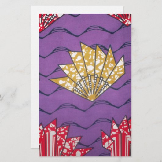 Abstrakte afrikanische Kunst: Lila Passionswellen Briefpapier (Vorne/Hinten)