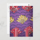 Abstrakte afrikanische Kunst: Lila Passionswellen Postkarte (Vorne/Hinten)