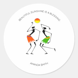 Abstrakte afrikanische Kunst, schöner Sonnenschein Runder Aufkleber