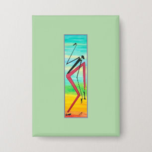 Abstrakte afrikanische Kunst, Wasserfarbe Tricky D Button