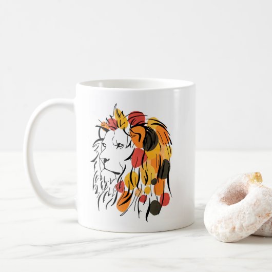 Abstrakte afrikanische Lion Kaffeetasse (Mit Donut)