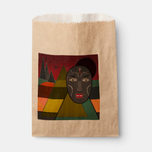 Abstrakte afrikanische Maske in den retro Vintagen Geschenktütchen