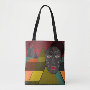 Abstrakte afrikanische Maske in Retro-Vintagen Far Tasche
