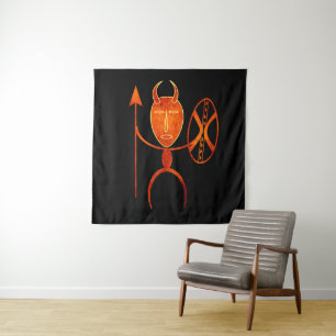 Abstrakte afrikanische primitive Silhouettenkunst Wandteppich