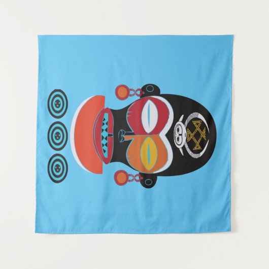 Abstrakte afrikanische Stamm-Maske Wandteppich (Vorderseite (Horizontal))