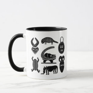 Abstrakte afrikanische Stammesgesicht- und Tierkun Tasse