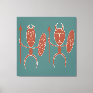 Abstrakte afrikanische Stammeskrieger-Kunst Leinwanddruck