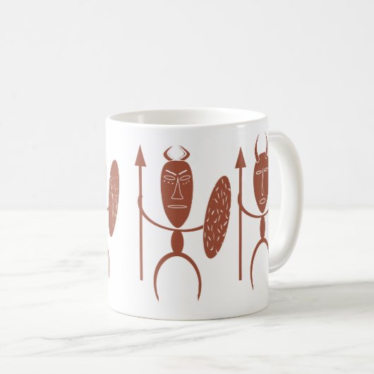 Abstrakte afrikanische Stammeskriegerkunst Kaffeetasse (VorderseiteRechts)