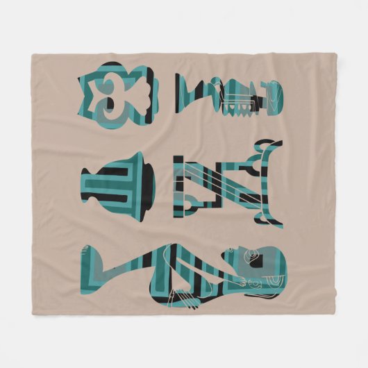 Abstrakte afrikanische Stammeskunst Fleecedecke (Vorderseite (Horizontal))