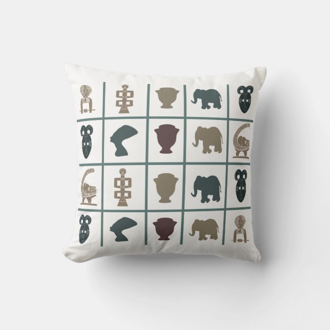 Abstrakte afrikanische Stammeskunst Kissen (Vorderseite)