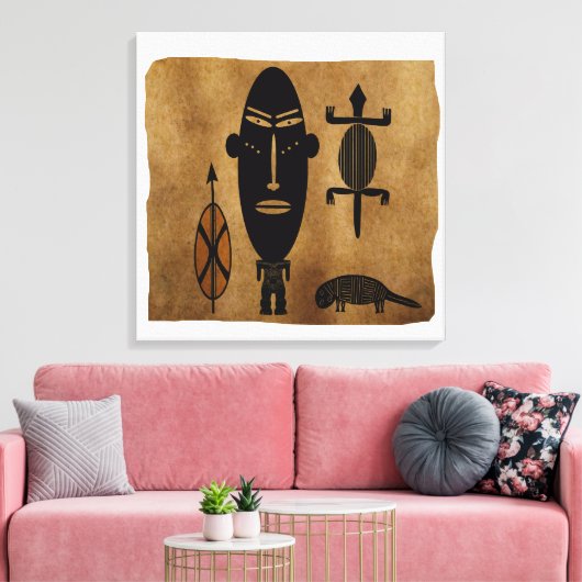Abstrakte afrikanische Stammeskunst Leinwanddruck (Insitu (Wohnzimmer))