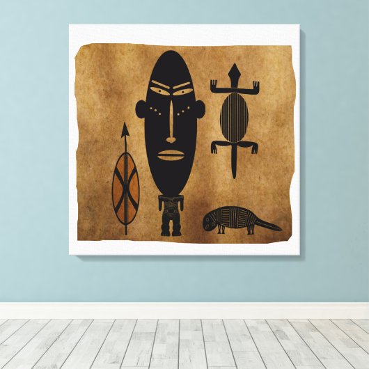 Abstrakte afrikanische Stammeskunst Leinwanddruck (Insitu (Holzboden))