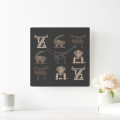 Abstrakte afrikanische Stammeskunst Quadratische Wanduhr (Zuhause)