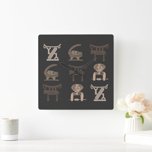 Abstrakte afrikanische Stammeskunst Quadratische Wanduhr (Zuhause)