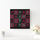 Abstrakte afrikanische Stammeskunst Quadratische Wanduhr (Zuhause)