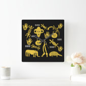 Abstrakte afrikanische Stammeskunst Quadratische Wanduhr (Zuhause)