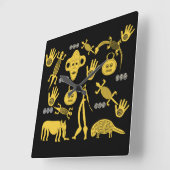 Abstrakte afrikanische Stammeskunst Quadratische Wanduhr (Winkel)