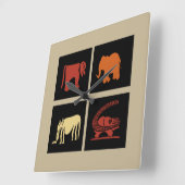 Abstrakte afrikanische Stammeskunst Quadratische Wanduhr (Winkel)