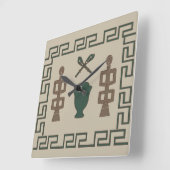 Abstrakte afrikanische Stammeskunst Quadratische Wanduhr (Winkel)