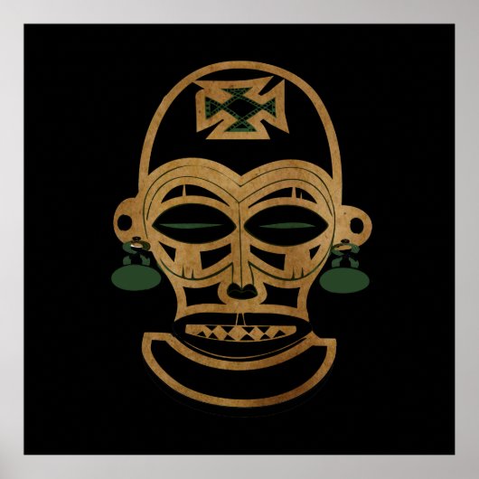 Abstrakte afrikanische Stammesmaske zeichne Poster (Vorne)