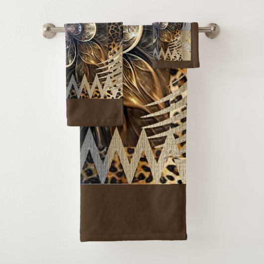 Abstrakte Afrikanische Wilde Blume Badhandtuch Set (Insitu)