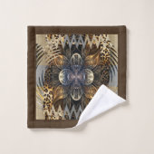 Abstrakte Afrikanische Wilde Blume Badhandtuch Set (Waschlappen)