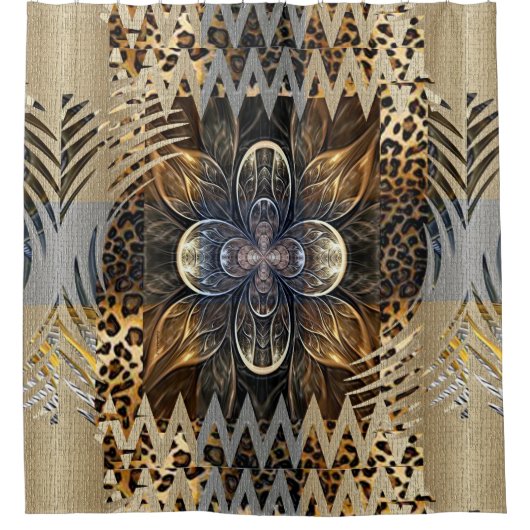 Abstrakte Afrikanische Wilde Blume Duschvorhang (Vorderseite)