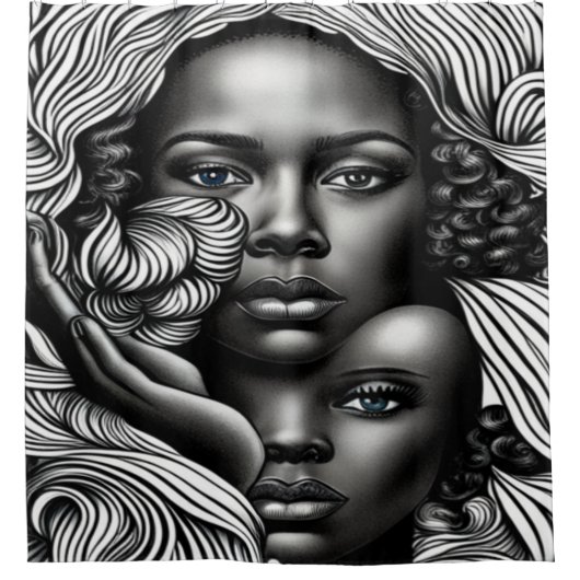 Abstrakte Afroamerikanerinnen Duschvorhang (Vorderseite)