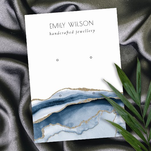 Abstrakte Agate Navy Gold 2 Stuhlvorführung Visitenkarte