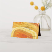 Abstrakte Agate Wedding Table Hot Orange ID827 Platzkarte (Vorderseite)