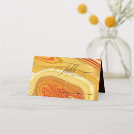 Abstrakte Agate Wedding Table Hot Orange ID827 Platzkarte