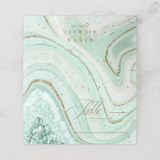 Abstrakte Agate Wedding Table Mint ID827 Platzkarte (Außenseite Aufgefaltet)