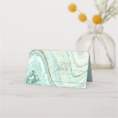 Abstrakte Agate Wedding Table Mint ID827 Platzkarte (Vorderseite)