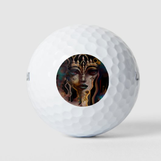 Abstrakte ägyptische Frau Golfball (Vorderseite)