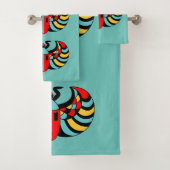 Abstrakte ägyptische Scarab-Käfer-Bright-Farben Badhandtuch Set (Insitu)