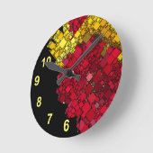 Abstrakte aktuelle geometrische Zahl von fünf Gelb Runde Wanduhr (Winkel)