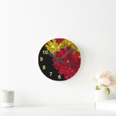 Abstrakte aktuelle geometrische Zahl von fünf Gelb Runde Wanduhr (Zuhause)