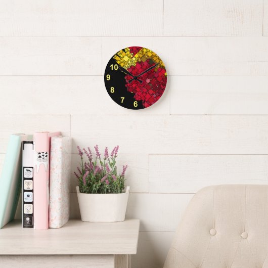 Abstrakte aktuelle geometrische Zahl von fünf Gelb Runde Wanduhr (Lesesaal)