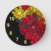 Abstrakte aktuelle geometrische Zahl von fünf Gelb Runde Wanduhr (Vorderseite)