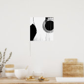 Abstrakte akustische Gitarre Schwarz und Weiß Poster (Küche)