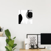 Abstrakte akustische Gitarre Schwarz und Weiß Poster (Heimbüro)